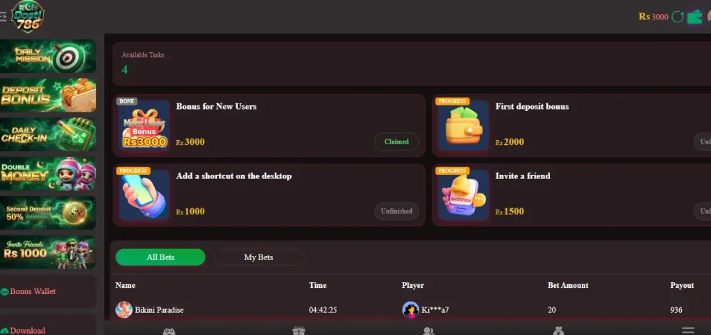 Dosti 786 new game dashboard
